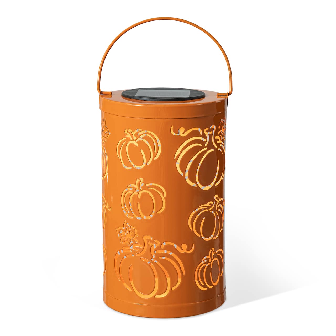 Glitzhome® 10.75" Fall Metal Pumpkin Solar Powered LED Lantern